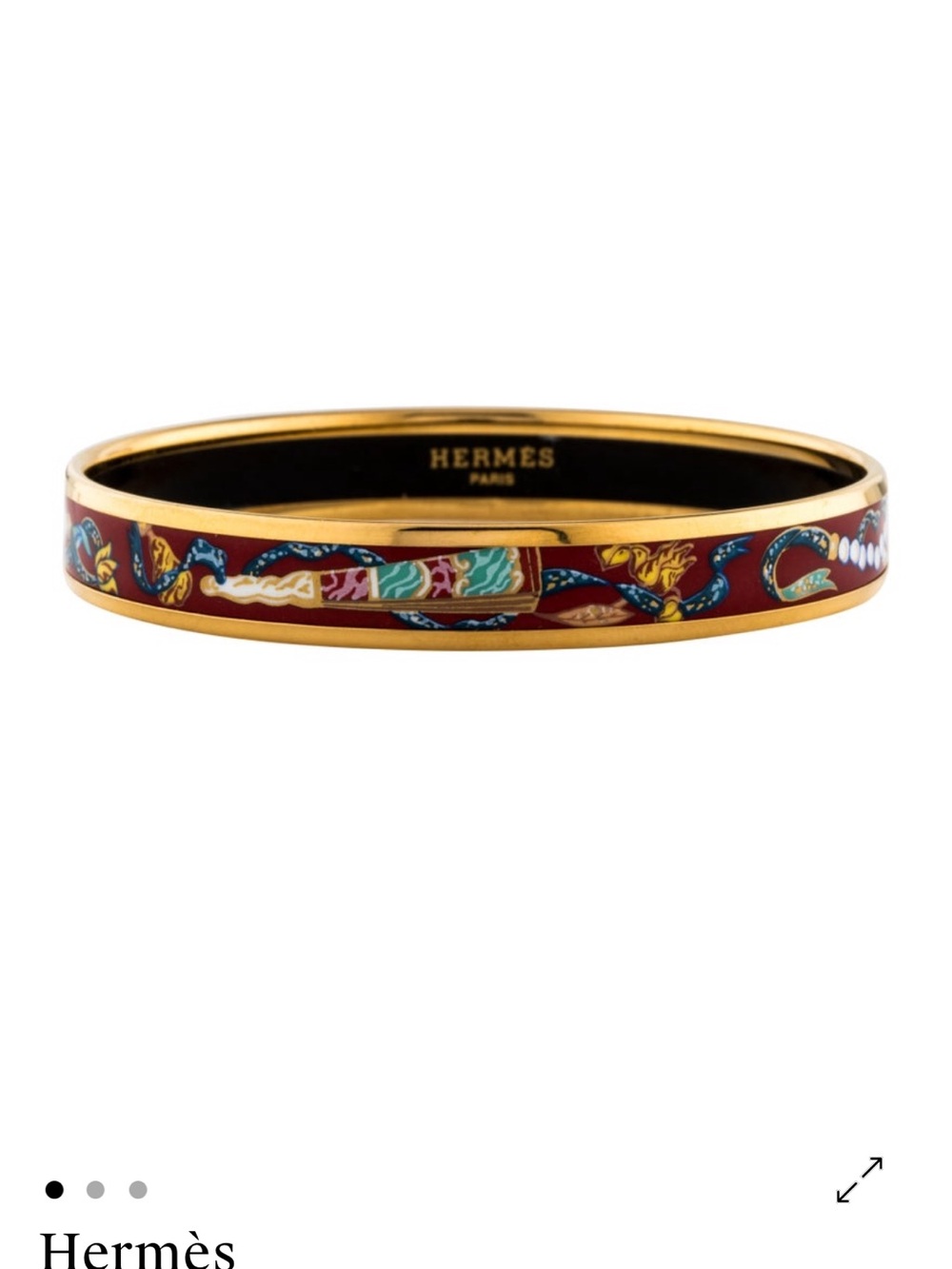 Hermès Red, Gold and Blue Printed Enamel Bangle Bracelet